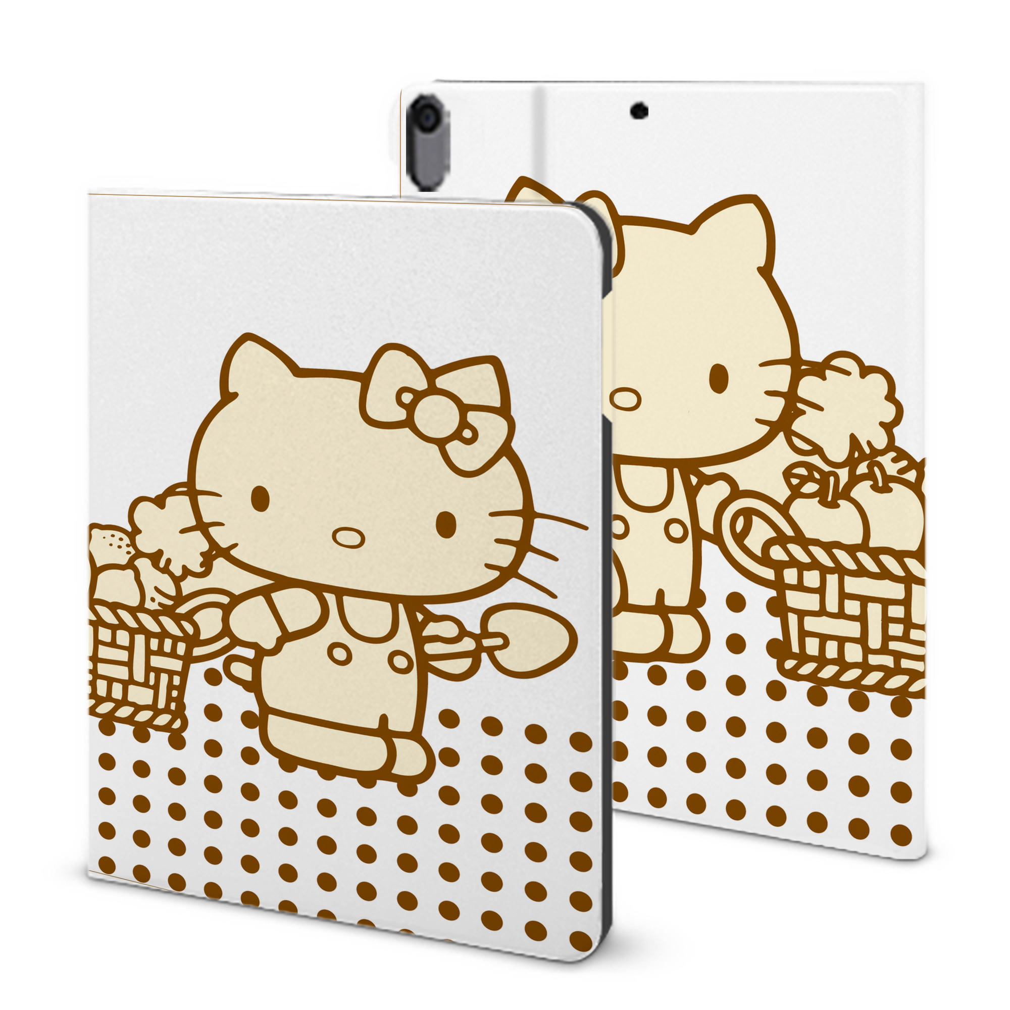 （画像用） Hello Kitty ハローキティ IPad ケース ブック型 PUレザー TPU 耐衝撃 軽量 薄型 ペン収納なし 全面保護 IPad 各モデル対応